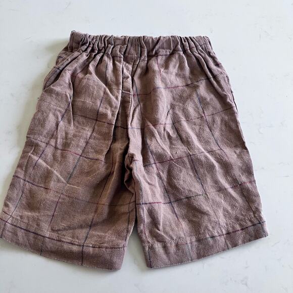 Blumint boys brown linen plaid shirt and shorts matching outfit set size 3 - Picture 9 of 9